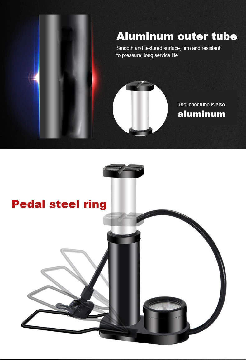 Portable Aluminum Cycling Bicycle Air Foot Pumps Pressure